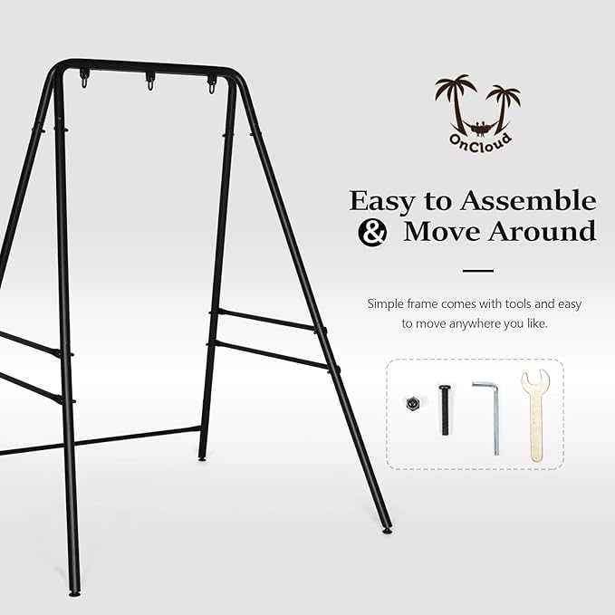 ONCLOUD Outdoor Hanging Chair Stand Heavy-Duty 450 LBS Support Outdoor Hammock Chair Stand for Patio Garden and Backyard Black