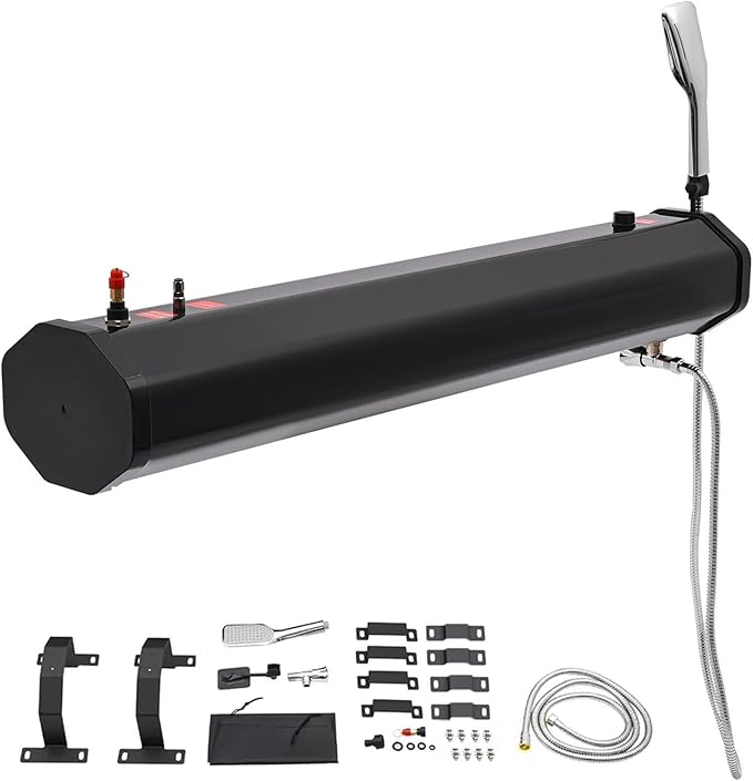 4.8-7.9Gal Portable Water Tank for Vehicles - Roof Rack Shower Self-Pressurized (1.6Bar) Heavy Duty PVC+ABS - Suitable for Outdoor Showers Pet &amp Gear Cleaning5.3Gal/20L