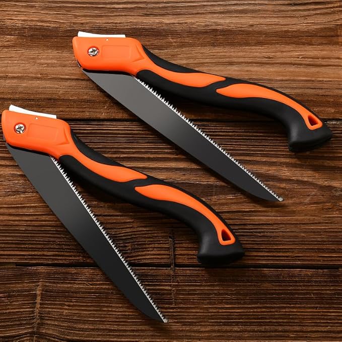 Folding Hand Saw for Wood Cutting 11 Inch Woodworking Bushcraft Camp Small Handheld Trimming Tree Limb Tree Trimmer Saw with Ergonomic Non-Slip Handle DesignQuality SK-5 Steel