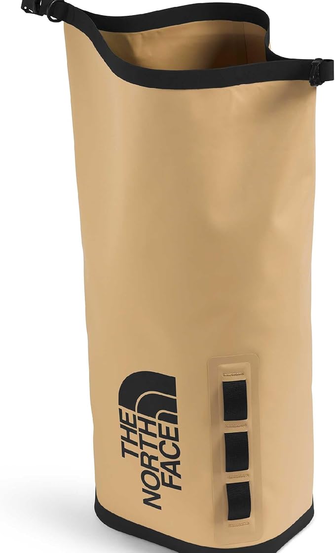 The North Face Base Camp Dry Bag - Roll-Top Waterproof Stuff Sack Ideal for Camping Gear &amp Kayak Accessories Khaki Stone/TNF Black 18 Liters