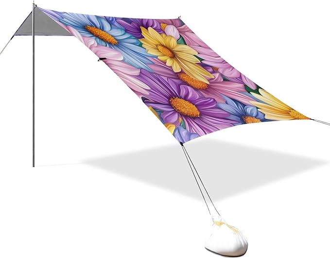 ALAZA Cute Colorful Daisy Beach Tent Sun Shelter Portable Canopy Sunshade for Outdoor Camping Picnics Backyard Fun 10x9 ft