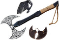 Forest Hunting – Custom Handmade 28'' and 7lbs large double headed ax Stainless Steel Axe Medieval Warrior Double Headed Battle Axe Viking Axe tomahawk breaded axes with celtic nick kinfe | FHD001