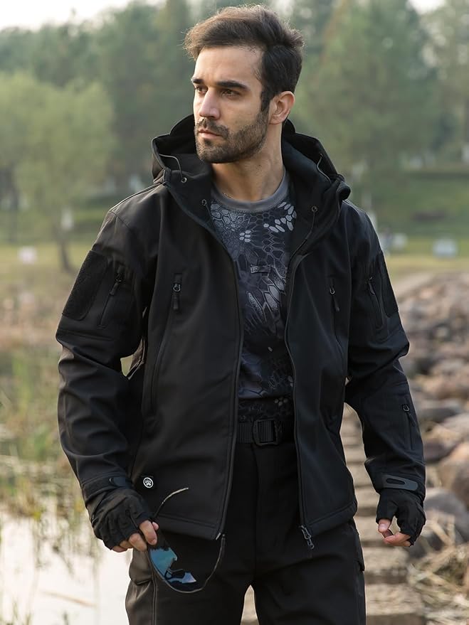 ReFire Gear Men's Army Special Ops Military Tactical Jacket Softshell Fleece Hooded Outdoor Coat