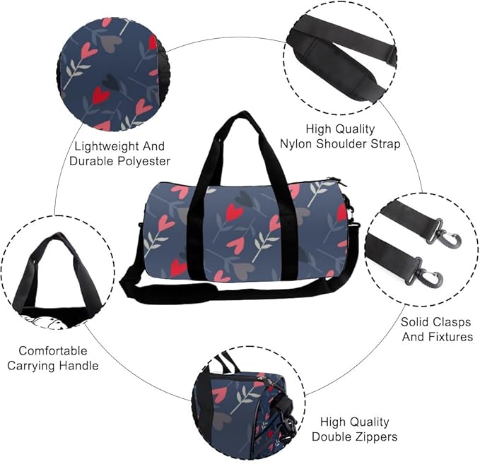Stylized Love Design Waterproof Womens Bag Oxford Tote Bags Adjustable Shoulder Strap Convertible Carry Backpack Cute Weekender Bag For Swimming Gym Gym Stuff For Men