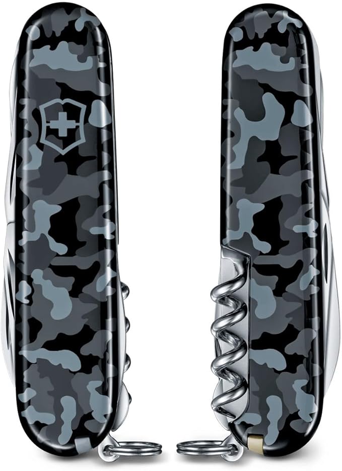 Victorinox Huntsman Couteau de Poche Suisse Léger Multitool 15 Fonctions Grand Lame Tire Bouchon Ouvre Boite Navy Camouflage