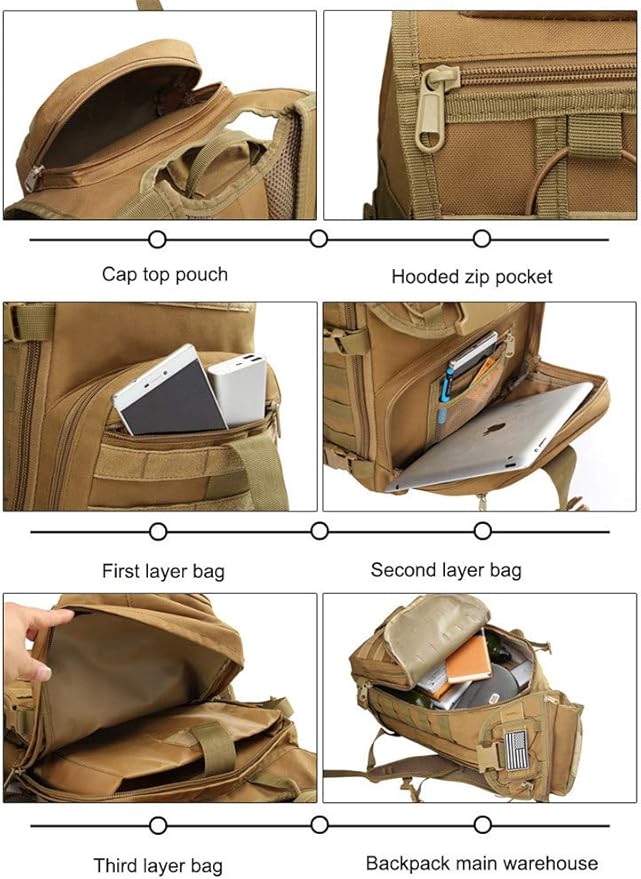 Hiking Backpack 35L Molle Military Tactical Backpack Travel Camping Hiking Rucksack Fishing Outdoor Sports Camouflage Bags