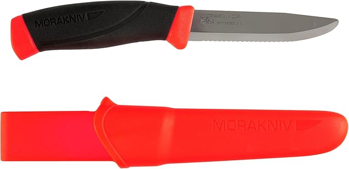 Morakniv Companion Serrated Rescue Knife with Sandvik Stainless Steel Blade 3.9-InchOrange