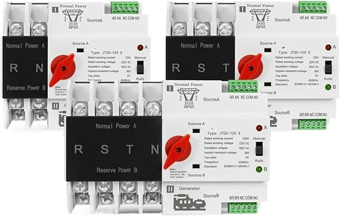 Double Power Automatic Transfer Switch W2R-2P/3P/4P 16A 32A 63A 80A 100A 125A 220V ATS Automatic Transfer Switch Electrical Selector Switches Dual Power Switch (Size : 2P Color : 63A)