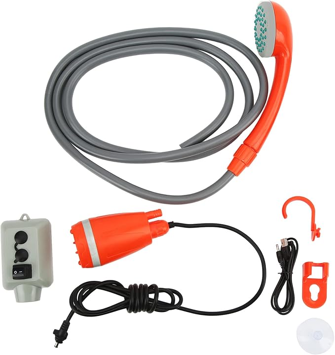 Portable Shower USB Rechargeable Outdoor Shower with 2200MAH Lithium Battery and 2.5L Min Flow Rate for Camping Hiking Traveling Pet Cleaning Car Washing