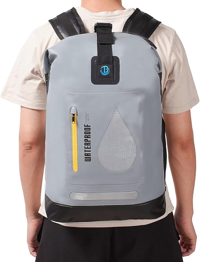 XhuangTech 20L Waterproof Drybag Water Sports Floating Backpack Durable Heavy Duty Duffel Bag for Kayaking Rafting Boating FishingCamping (Gray 20L)