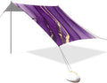 xigua Purple Texture Beach Tent Sun Shelter with Carrying Bag - Silver Coated Oxford Fabric Beach Canopy for Beach Camping Fishing - Includes Windproof Ropes Sandbags &amp Stakes