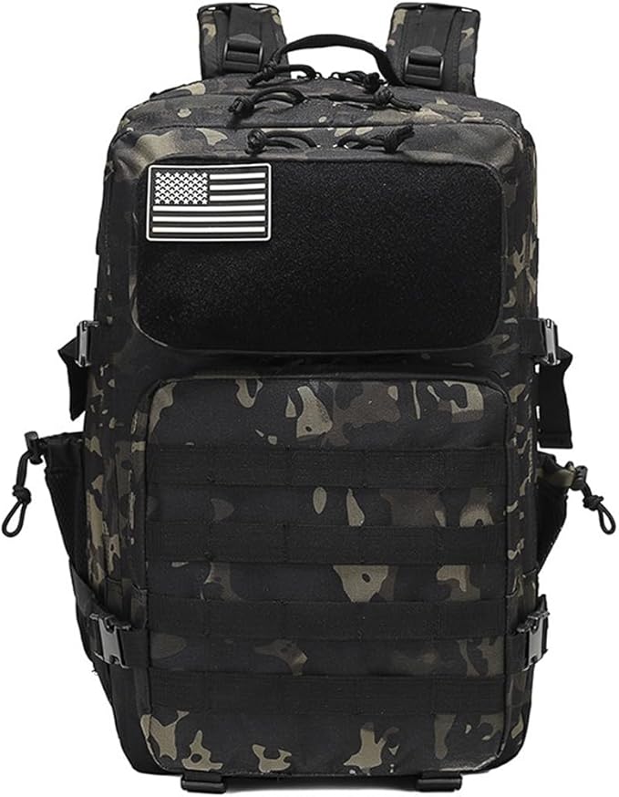 Tactical Backpack Military Backpacks 45L Army Backpacks Large Waterproof Bug out Bag for Fishing Hiking Hunting (Black CP)