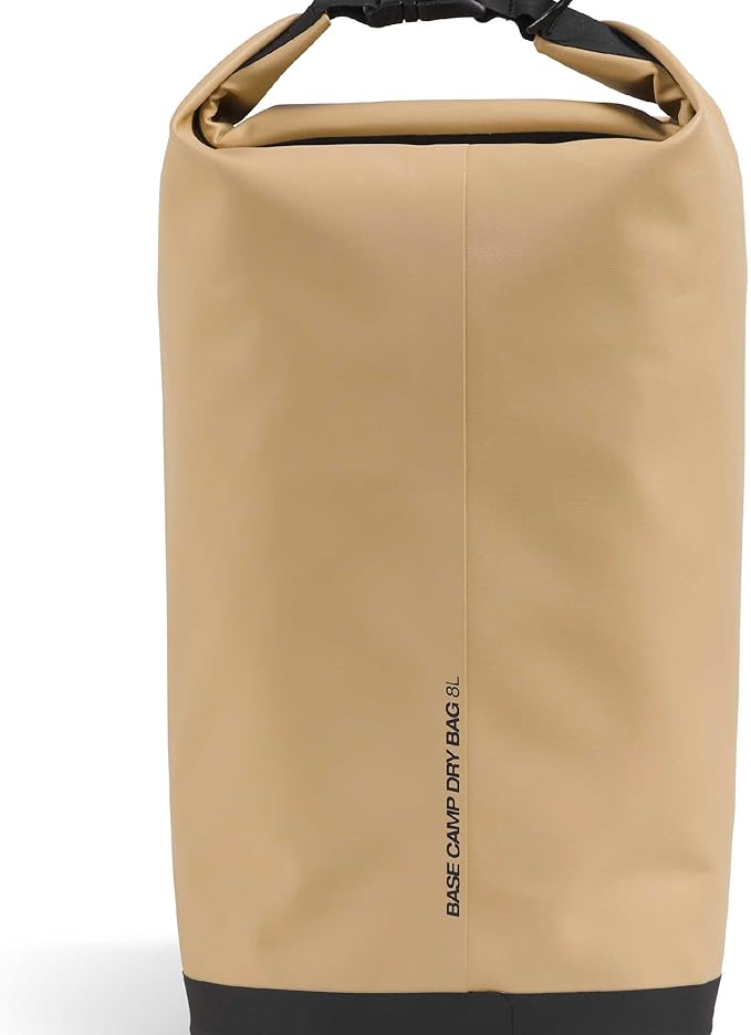 The North Face Base Camp Dry Bag - Roll-Top Waterproof Stuff Sack Ideal for Camping Gear &amp Kayak Accessories Khaki Stone/TNF Black 8 Liters