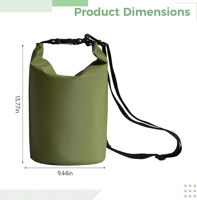 15L (529.1Oz) PVC Dry Backpack Waterproof Bag for Outdoor Activities Adjustable Straps with Roll-Top Design Compact and