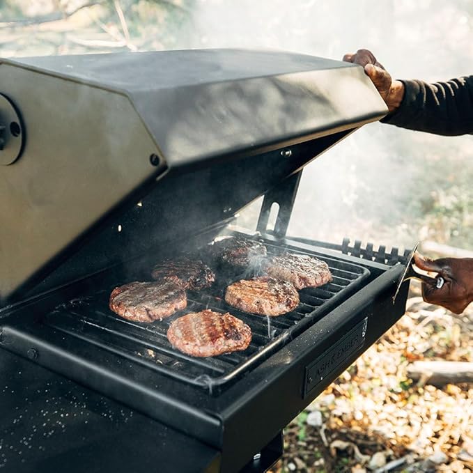 Ash &amp Ember Park-Style Grill/Smoker 260 Sq In Charcoal Grill with Cover 17.5x11.5 Grate Side Shelf for Food Prep Single Post Permanent Park-Style Grill for Outdoor Backyard BBQ