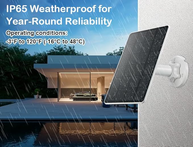 Solar Charger for Ring Doorbell with Built-in Energy Storage – Solar Panel Compatible with Ring Battery Doorbell Pro/ Plus and Video Doorbell 4/ 3 Plus/ 3 Weatherproof Continuous Charging