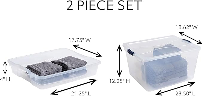 Rubbermaid Cleverstore 74 Qt Clear Storage Bins with Lids and Nesting Tray 4-Pack Stackable BPA-Free Made in USA