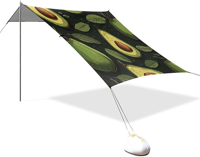 ALAZA Avocado on Black Beach Tent Sun Shelter Portable Canopy Sunshade for Outdoor Camping Picnics Backyard Fun 10x9 ft