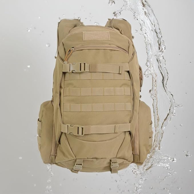 45L Waterproof Fishing Hunting Backpack Outdoor Military Rucksacks Tactical Sports Camping Hiking Trekking Bags (Khaki)
