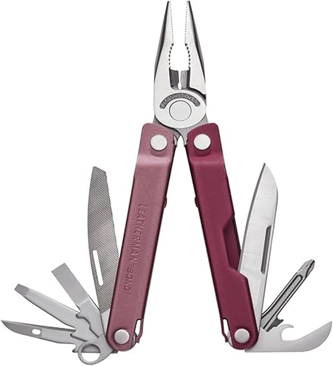LEATHERMAN Bond 14-in-1 Lightweight Multi-tool for Camping Hiking &amp Everyday Carry (EDC) Made in USA Heathered Cranberry