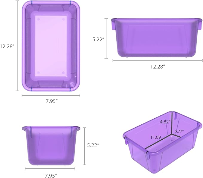 Storex Small Cubby Bins – Plastic Storage Containers for Classroom 12.2 x 7.8 x 5.1 inches Candy Violet 10-Pack (62478A05C)