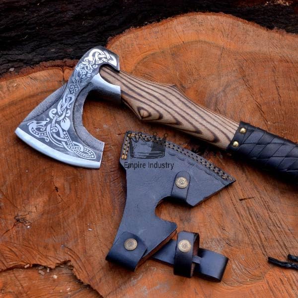 Handmade High Carbon Steel Viking Valhalla Axe with Sheath - Outdoor Camping - Hunting Axe by Empire Industry