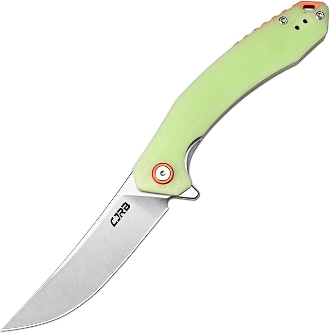 CJRB Gobi G10 Glow in the Dark Handle Folding Pocket Knife 3.5'' AR-RPM9 Steel Blade Manual EDC Knife with Liner Lock for Outdoor Camping Hiking Fishing(J1906-GD)