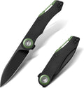 FLISSA Button Lock Folding Knife 3.1 D2 Steel Blade EDC Pocket Knife with G10 Handle Flipper Belt Clip Bearings for Outdoor Camping Hiking Fishing Hunting Gift for Men &amp Women (Green)