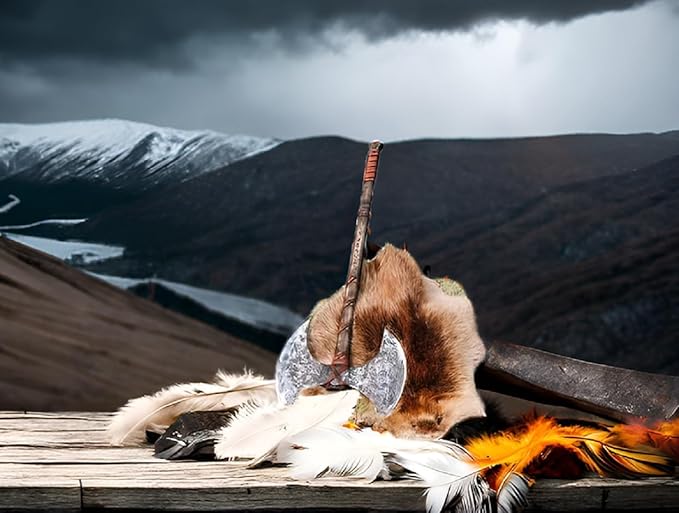 40” Two Handed Large Berserker Axe Norse AxesScandinavian Style Viking Dane Ax Double Headed Functional Viking Battle (Two Hand Double Headed Axe)