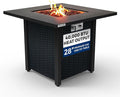 SereneLife Outdoor Propane Fire Pit Table - 40000 BTU Square Gas Fire Table with Steel Top Rattan-Style Panels 6.6 lbs Lava Rock Set Pulse Ignition for Patio &amp Backyard Heating 28 x 28 x 24 i