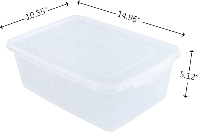 Inhouse 14 Quart Clear Storage Bin Plastic Latching Box/Container with Lid Shoe Boxes Set of 4
