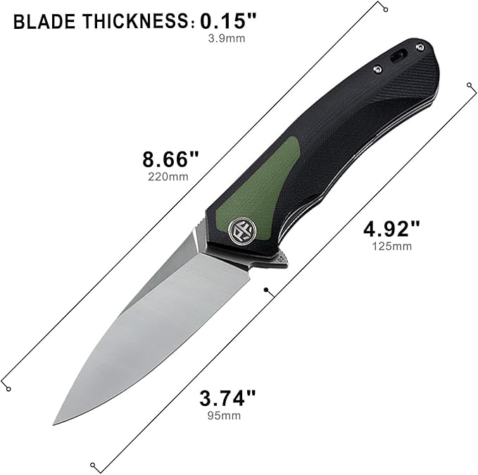 Petrified fish PF838 3.74 D2 steel folding knife outdoor tactical pocket knives G10 handle camping hunting Cutter EDC tool (Green satin)