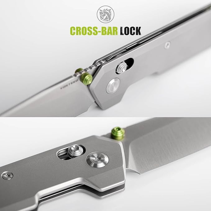 Vosteed Ultra Thin EDC Pocket Knife for Men &amp Women 2.9 154CM Blade Thumb Stud Crossbar Lock Titanium Handle Slim Folding Knives for Daily Use - Parallel A3503