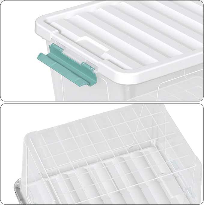 Ramddy 32 Quart Clear Storage Bin with Lid 6-Pack Plastic Storage Box