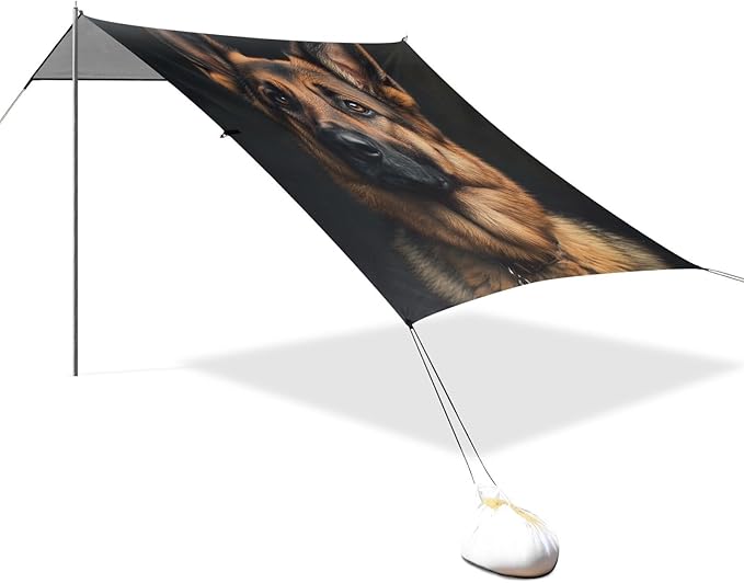 ALAZA German Shepherd Dog Portrait Beach Tent Sun Shelter Portable Canopy Sunshade for Outdoor Camping Picnics Backyard Fun 10x9 ft