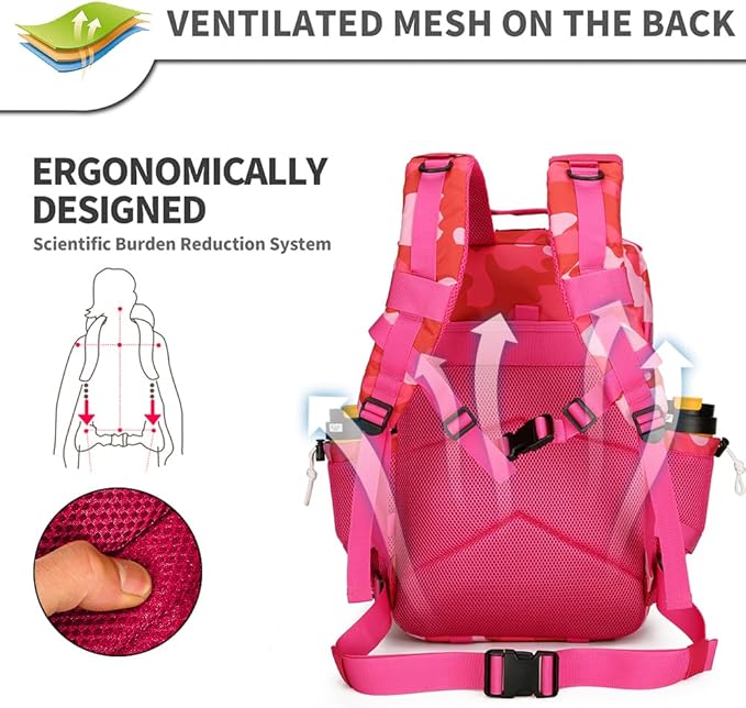 45L Military Tactical Backpacks 3 Days Assault Pack Bag Fitness Rucksack 3 Day Bug Out Bag Hiking Treeking Molle Daypack (Rose Red CP)