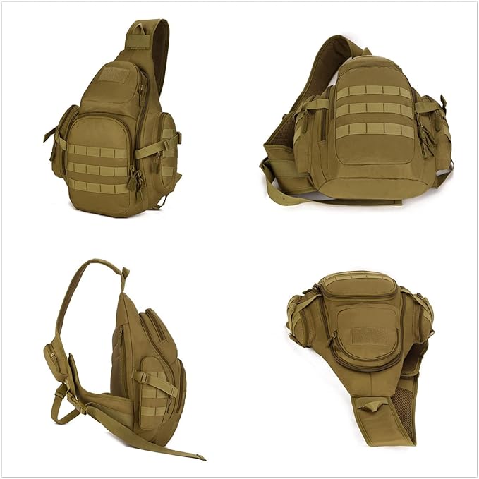 UNISTRENGH Tactical Military Sling Chest Daypack Crossbody MOLLE Laptop Backpack Large Shoulder Duffel Bags Gear Duty Pack (Black)