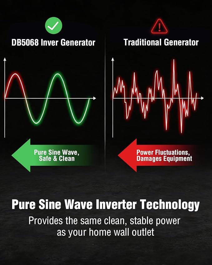 PowerSmart 3800W Portable Inverter Generator 59dB Super Quiet Gas Powered 143cc 4-Stroke OHV Parallel Ready EPA Compliant for RV Camping Tailgating and Home Emergency Backup