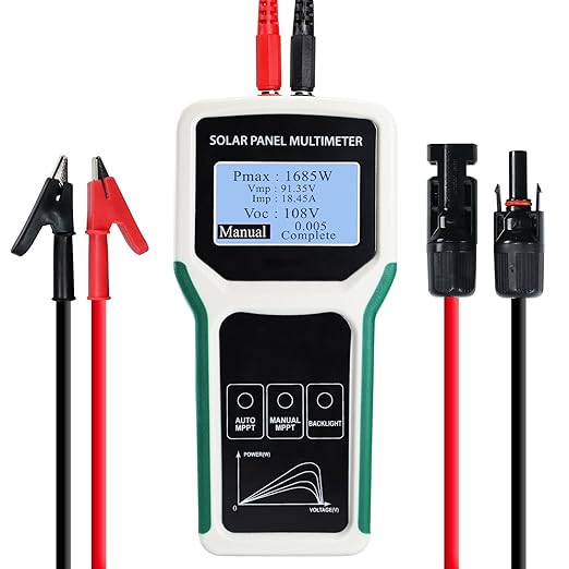 1800W Solar Panel Tester MPPT Multimeter LCD Watt Meter Portable PV Panel Troubleshooting Tool w/Multiple Safety Protections for Testing Solar PV Panel Open Circuit Voltage &amp Troubleshooting