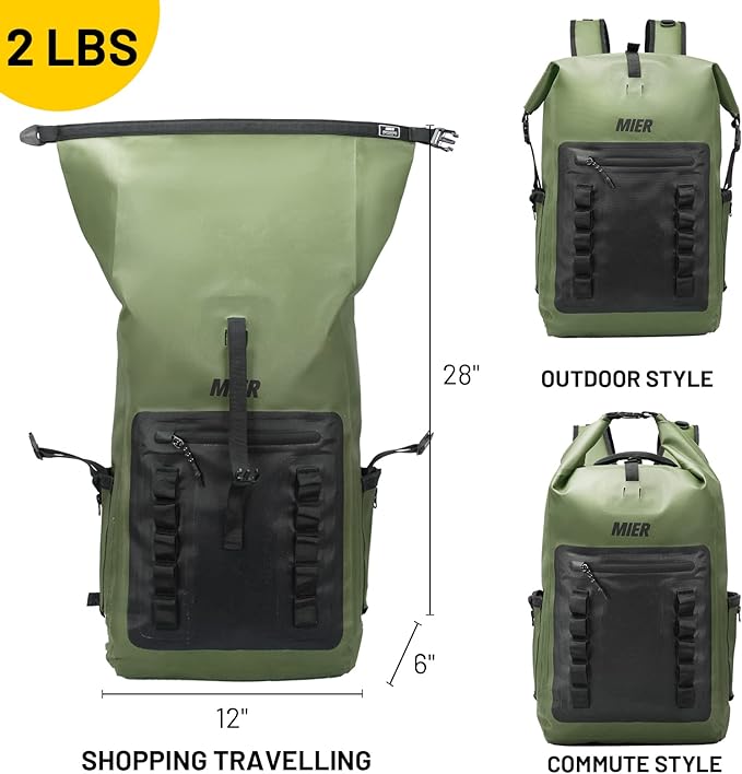 MIER Dry Bag Waterproof Backpack 30L Dry Sack Heavy Duty Roll-Top Closure for Kayaking Beach Boating Swimming Surfing