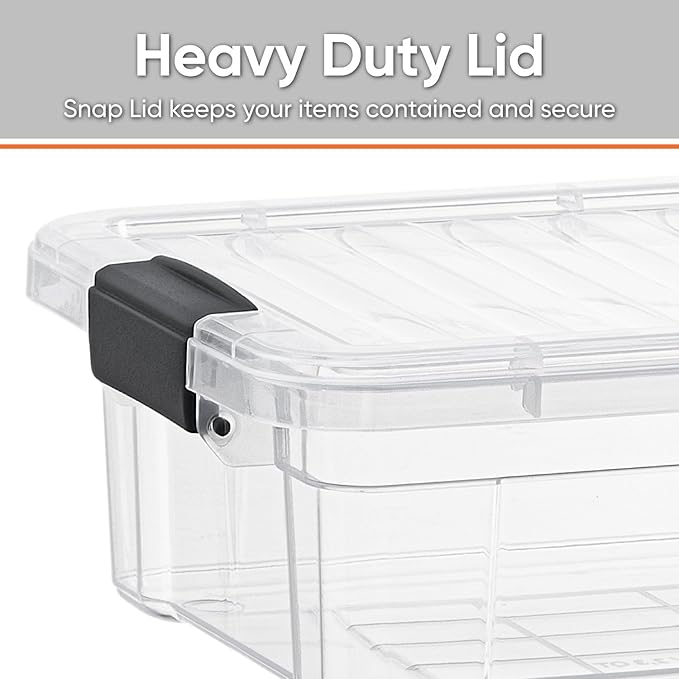 Superio Storage Bins with Lids- 6 Pack 2.3 Qt Clear Boxes for Organizing Stackable Plastic Containers- BPA Free Non-Toxic Odor Free Organizer for Home Office Dorm