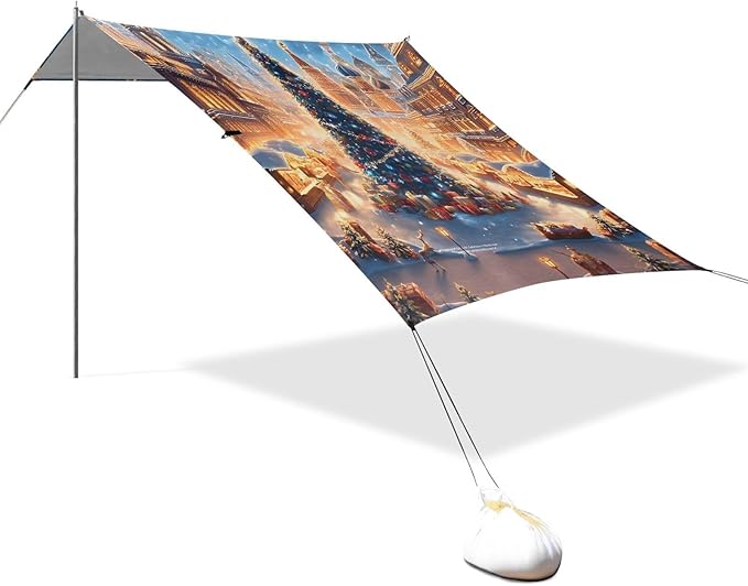 ALAZA Christmas Tree Beach Tent Sun Shelter Portable Canopy Sunshade for Outdoor Camping Picnics Backyard Fun 10x9 ft