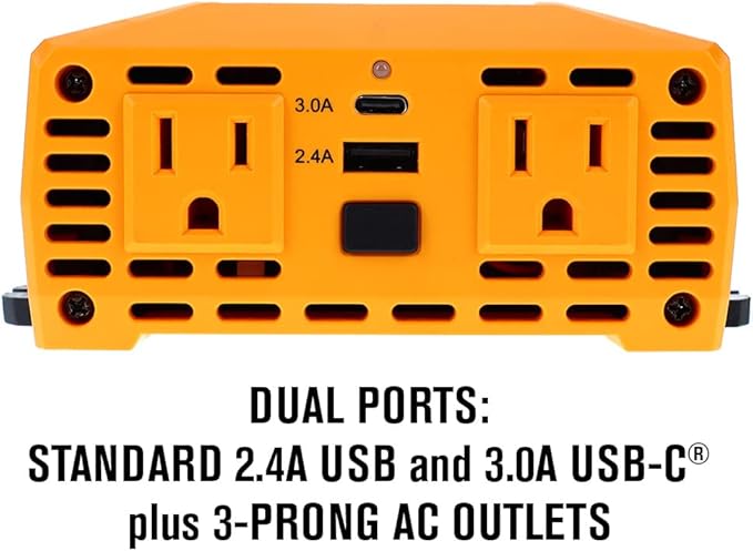 PowerDrive PWD400 400 Watt Power Inverter 12v DC to 110v AC with 2 Outlets and 2 Ports