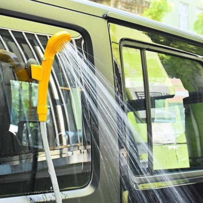 SIXRUN Portable Outdoor Shower Rechargeable Camping Shower with Water Proof Battery and Built in Filter 2m Water Pipe 4m Wire with Hook
