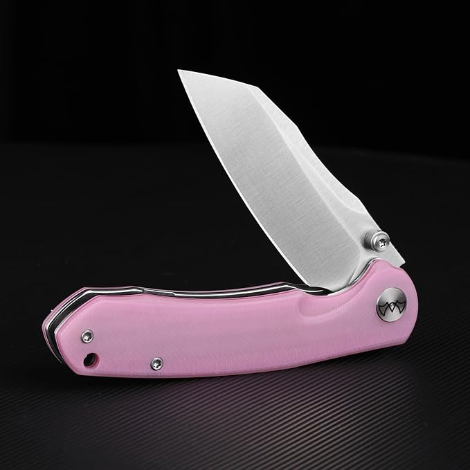 Folding Pocket Knife 3.35 14C28N Blade G10 Handle Liner Lock EDC Knife Small Pocket Knife for Men Sharp Pocket Knives Camping Hiking Hunting Survival Knives with Clip (Pink)