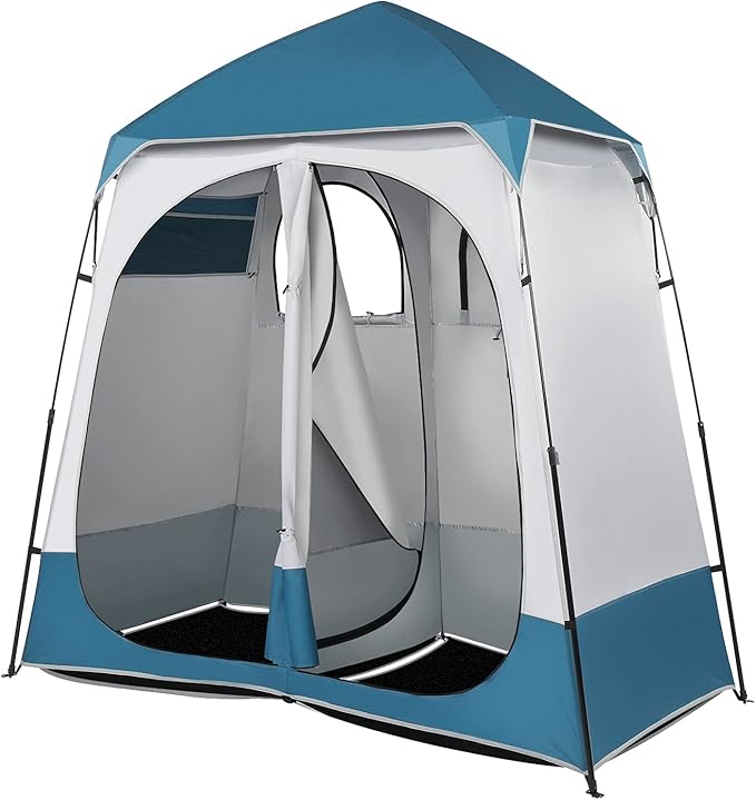 2 Room Shower TentInstant Pop Up Shelter with Carrying Bag Privacy Changing Room TentPerfect for Portable Toilet Camping Dressing