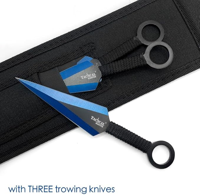 Tactical Flame Skull Machete with 3 Throwing Knives Set