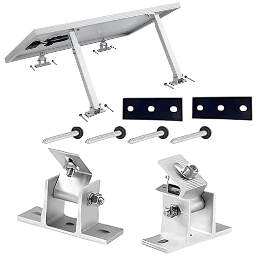 1 Set Adjustable Solar Panel Tilt Mount Brackets 15-30° Aluminum Alloy Solar Mounting Brackets for Flat Surfaces RV Roof Boat