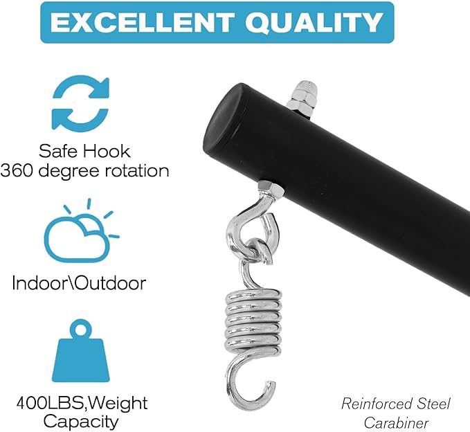 HCY Hammock Chair Stand Heavy Duty Steel Weather Resistant 360 Rotation Max 400 lbs Black
