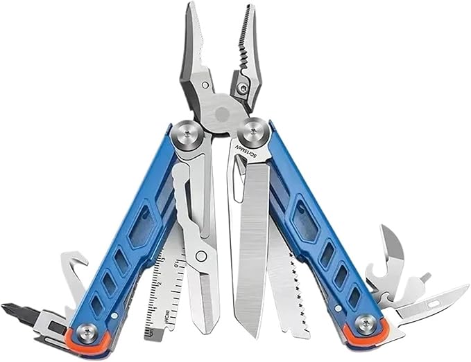 Multi Functional Stainless Steel Outdoor Emergency Knife Shear Combination Pointed Nose Camping Hiking Pliers(Blue)
